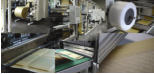 poly bag machine for double lane production of paper / bubble foil or foil / bubble foil envelopes